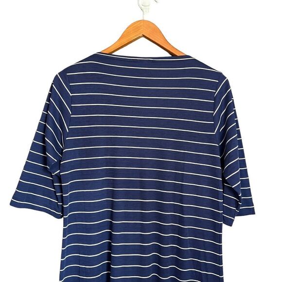 L.L.‎ Bean navy striped 3/4 sleeve dress. Size large - Picture 9 of 11